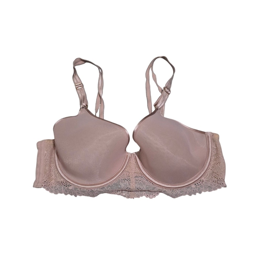 Sofia Vergara Bra 36D Womens Pink Lace Trim Underwired Lined Adjustable Straps